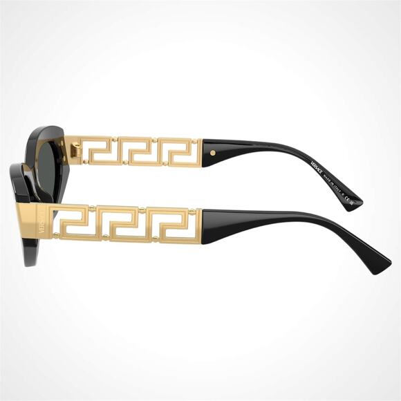 New VERSACE Sunglasses Black Gold Acetate & Metal Cat Eye w/ Case - Picture 4 of 6